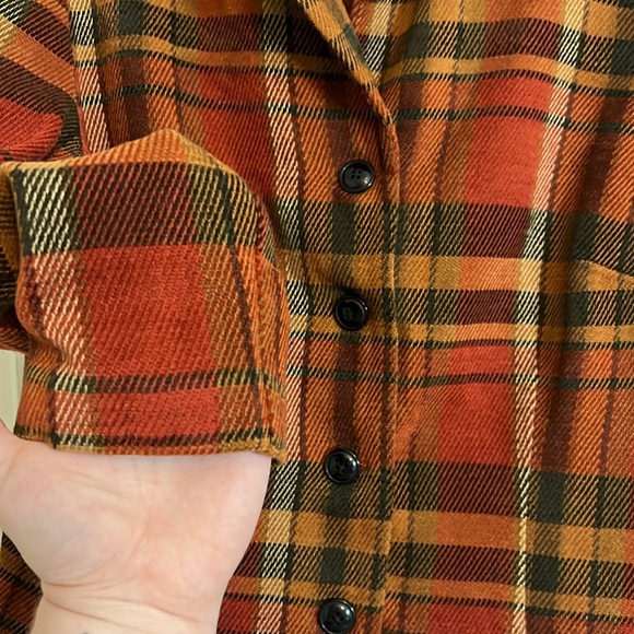 VTG Miss Dorby Women’s Petite Size 16P Flannel Style Orange Red Plaid Blazer G1 - Picture 4 of 9